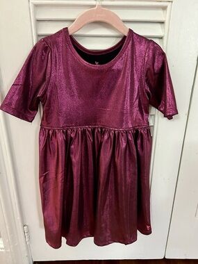 Pink Chicken Girls' Shimmery Berry Short-Sleeve Dress